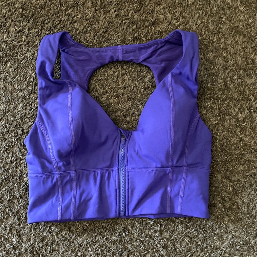 Free People Purple Sports Bra with Front Zipper